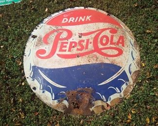 Early Pepsi bottle cap sign - single-sided painted