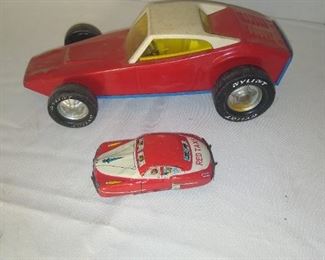 Tin litho toy car and 1960s nylint race car