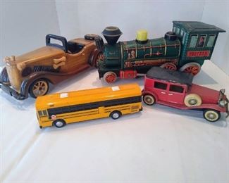 Assorted toy cars and train