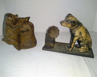 Cast RCA nipper dog and cast pig