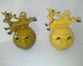 Cow jumping over the moon cookie jars