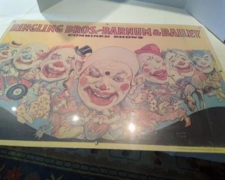 Early Ringling Brothers and Barnum & Bailey circus poster featuring clowns