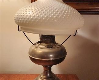 Aladdin lamp with milk glass shade