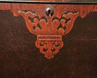 Inlay detail on blanket chest