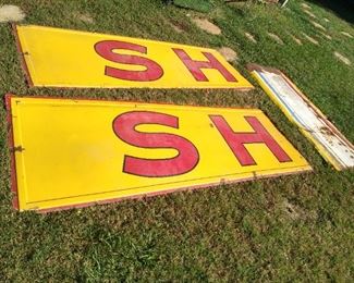 8' porcelain sign pieces - first part of SHELL sign 