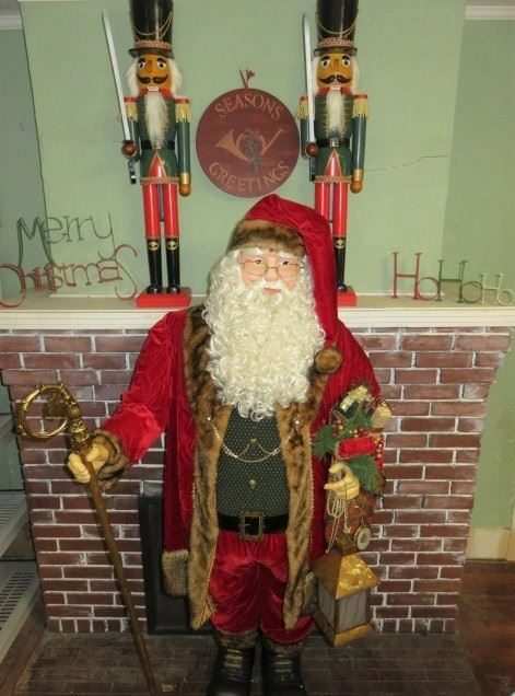 Life Size Deluxe Members Mark 6'5" Tall Santa Claus, Wooden Nutcrackers holding a sword