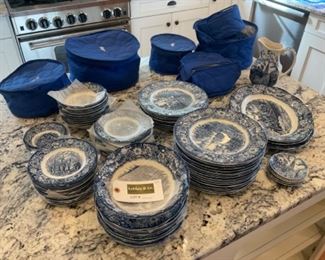 Over 80 pcs. Of Liberty Blue Staffordshire, England china.