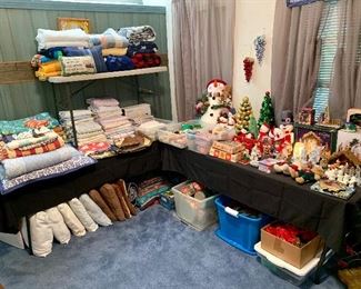 Nice selection of linens and Christmas