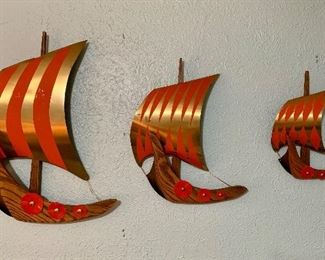 Very cool Mid-Century Viking Ship Wall Hangings