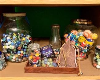Lots of antique marbles and rubber balls