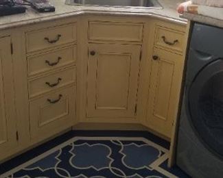 Under sink cabinet is 17" wide; adjacent cabinet is 13" wide