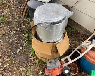 Turkey fryer, toy mower