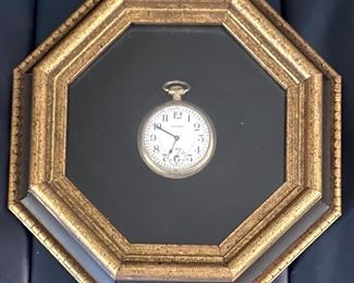 Framed Railroad engineer Pocket watch.