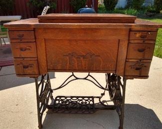 Antique domestic company treadle sewing machine - closed