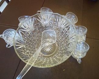 Crystal punch bowl  with 12 cups