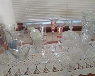 Crystal vases and candle sticks