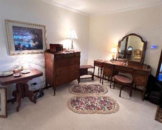 Eastland side table
Antique dresser
Antique side table
Antique dressing table with stool
Brass lamps