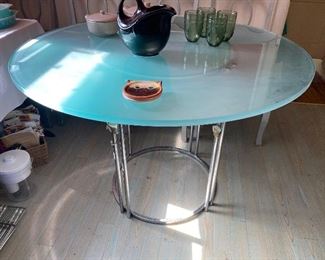 kitchen table, chrome and glass $75