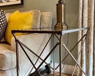 Item 8:  (2) Glass & Brass Side Tables with Tiny Paw Feet:  $295/Each