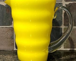 Item 118:  Yellow Art Glass Pitcher:  $28