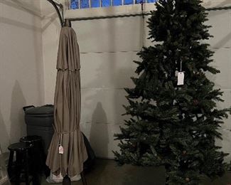 Christmas Tree and Outdoor Umbrella