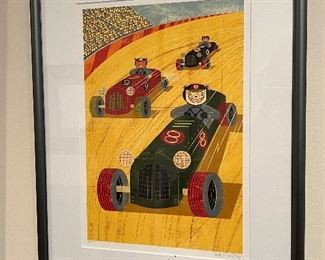 Item 173:  Signed Lithograph - Race Track: $65