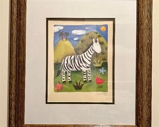 Item 176:  Signed Lithograph - Zebra: $65