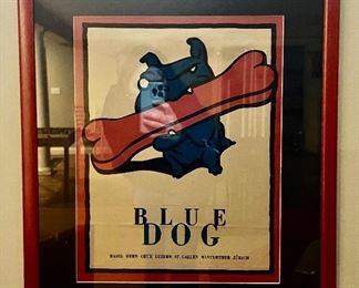 Vintage Framed "Blue Dog", Switzerland