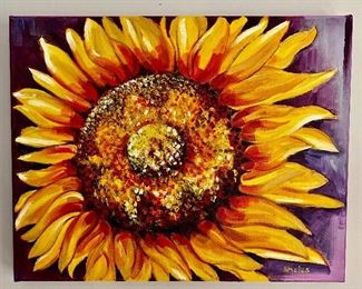 "Sunflower" Oil on Canvas Signed Shaiza with COA