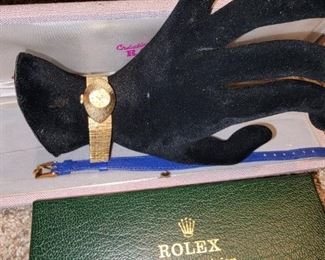 18k women's rolex with 2 extra bands and box