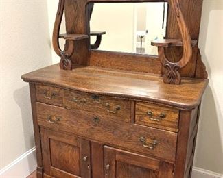 American turn-of-the-century antique oak sideboard