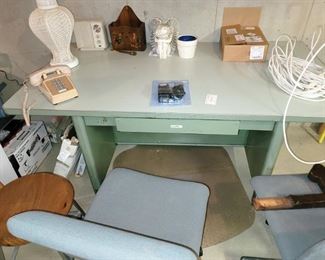 Retro metal desk and office chair