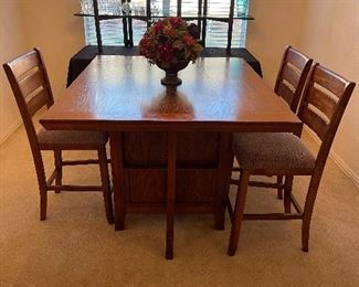 Pub Table with Wine Racks and 3 Chairs