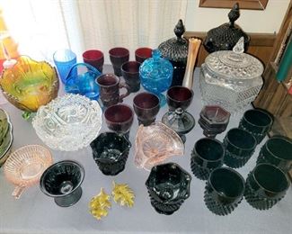 Vintage colored glass, depression glass, art glass