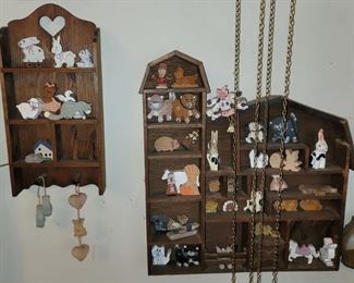 Wood display racks with wood animals