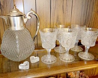 Vintage diamond cut claret jug