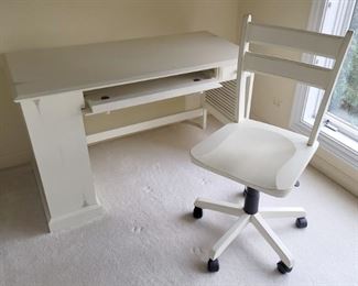 White computer desk and chair
