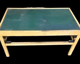 Vintage Green Leather-Top Table