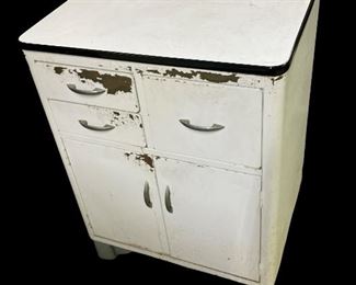 Vintage Metal Cabinet w/Enamel Top