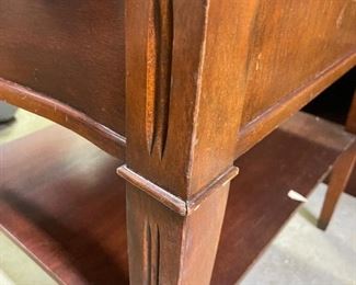 Mid-Century Leather-Top End Table