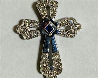 The 14K White Gold 0.22 Carat Diamonds Carat 0.03 Sapphires 1.6 Grams Cross Pendant shown, and/or similar products are available for shipping or for browsing and purchase at Tysons Jewelry. The price is $350.

Please text or call 7032689529 for inquiries, or visit Tysons Jewelry located at:

8373 Leesburg Pike #12, Vienna Virginia 22182

Additional pictures are available upon request.

We buy gold and precious metals at 95%. Please see our website to learn more about specific prices, our other products/services & additional ways to get in contact:

https://tysonsjewelry.net

Jewelry resizing, and repair services are available at the store. Inquiries regarding gold, silver, precious metals, coins, watches, diamonds, cars, and collectibles are welcome!