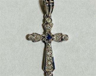 The 14K White Gold 0.04 Carat Sapphires 0.17 Carat Diamonds 1.9 Grams Cross Pendant shown, and/or similar products are available for shipping or for browsing and purchase at Tysons Jewelry. The price is $370.

Please text or call 7032689529 for inquiries, or visit Tysons Jewelry located at:

8373 Leesburg Pike #12, Vienna Virginia 22182

Additional pictures are available upon request.

We buy gold and precious metals at 95%. Please see our website to learn more about specific prices, our other products/services & additional ways to get in contact:

https://tysonsjewelry.net

Jewelry resizing, and repair services are available at the store. Inquiries regarding gold, silver, precious metals, coins, watches, diamonds, cars, and collectibles are welcome!