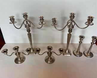 The Sterling Silver Candle Holders shown, and/or similar products are available for shipping or for browsing and purchase at Tysons Jewelry. The price is $300. What is included: (2) 12” Long 3” Wide 15” Tall 3 Pronged Candle Holder
(2) 9” Long 4” Wide 6” Tall 3 Pronged Candle Holder
(2) 3.5” Diameter 8” Tall Candle Holder

Please text or call 7032689529 for inquiries, or visit Tysons Jewelry located at:

8373 Leesburg Pike #12, Vienna Virginia 22182

Additional pictures are available upon request.

We buy gold and precious metals at 95%. Please see our website to learn more about specific prices, our other products/services & additional ways to get in contact:

https://tysonsjewelry.net

Jewelry resizing, and repair services are available at the store. Inquiries regarding gold, silver, precious metals, coins, watches, diamonds, cars, and collectibles are welcome!