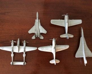 5 Pewter Vintage Danbury Mint Plane Collection