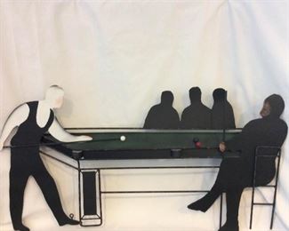 MidCentury Curtis Jere Billiard Pool Metal Wall Art Sculpture