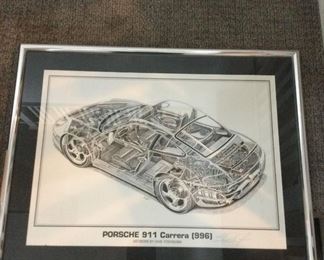 Signed Porsche 911 Carrera 996 Print