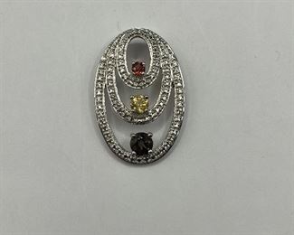 925 sterling silver three tone pendant Amethyst Garnet Citrine