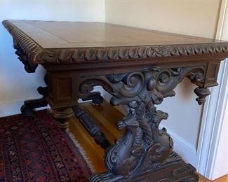 Ornate High Style Library Table