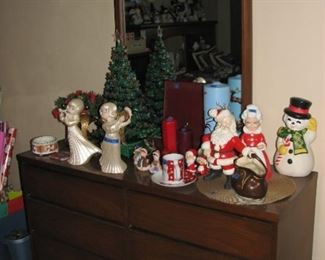 Mid century dresser and Christmas items