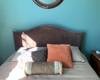 Queen velvet headboard (mattress & frame not for sale)